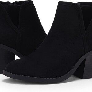 Women's Faux Suede Ankle Boots 8 Slip-On Chunky Heel Casual Western